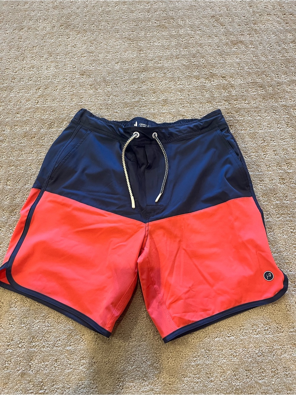 johnnie-O Navy and Red Two-Tone Men's Swim Board Shorts